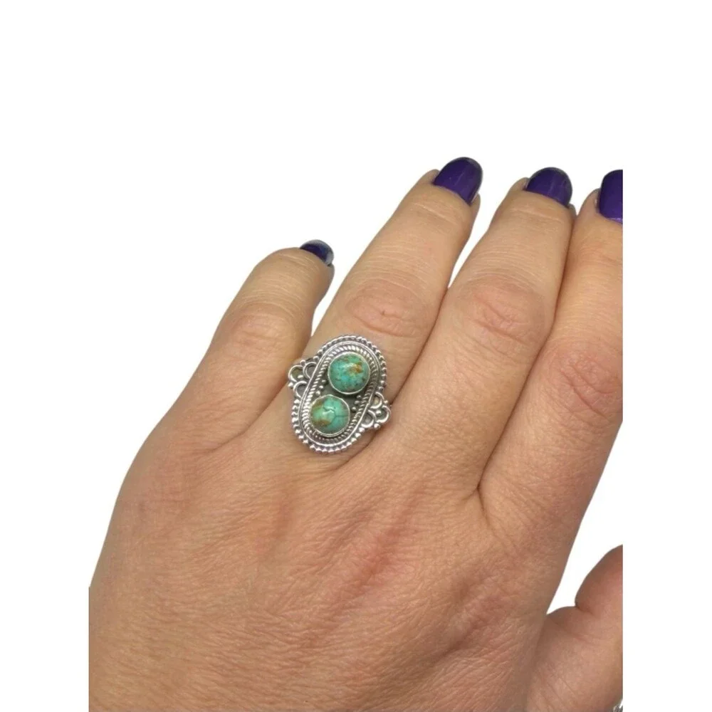 Kingman Mohave Turquoise Ring Size 6.5 Solid 925 Sterling Silver